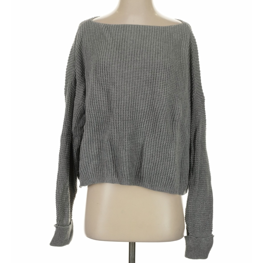 French Connection Gray Grey Cozy Pullover Knit Sweater Raglan Sleeves Sz M XC